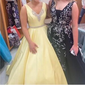 Sherri Hill Yellow Ball Gown with Custom Beading